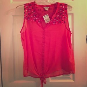 Orange summer tie at the bottom