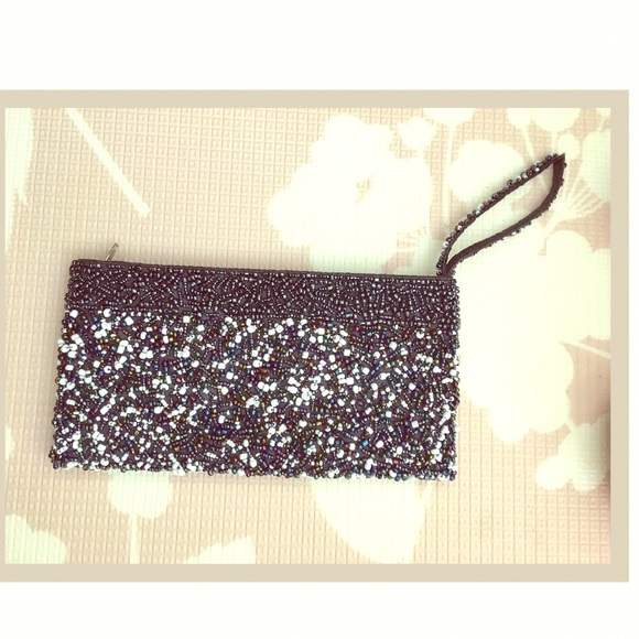Iridescent Beads Beaded Wristlet Clutch Bag EUC - Picture 2 of 6