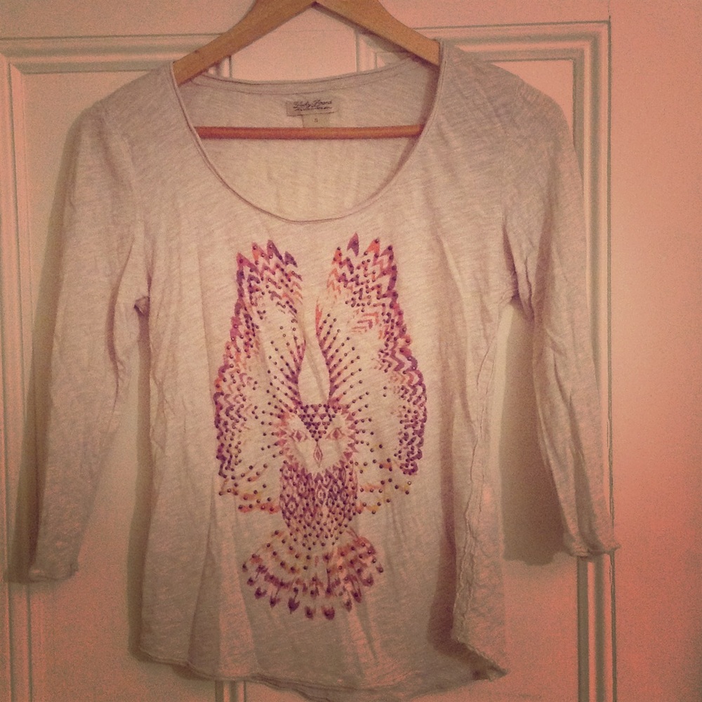 Lucky Brand 3/4 length sleeve owl shirt