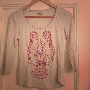 Lucky Brand 3/4 length sleeve owl shirt