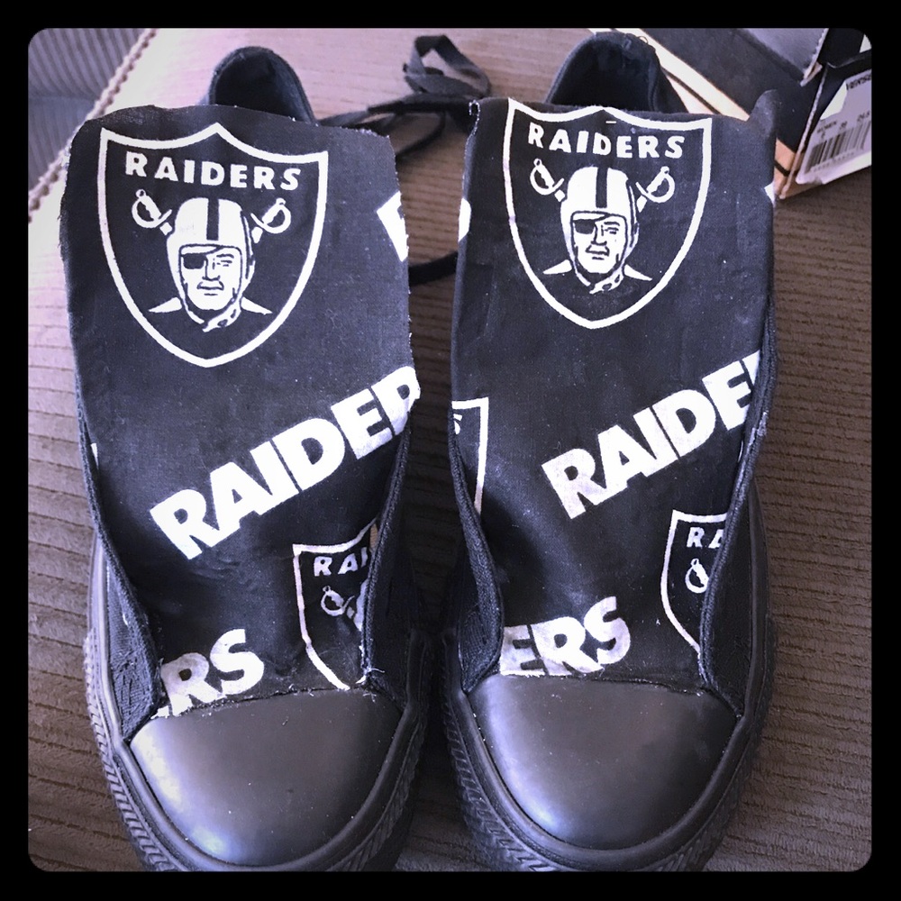 New handmade Black custom Raiders Converse. Women
