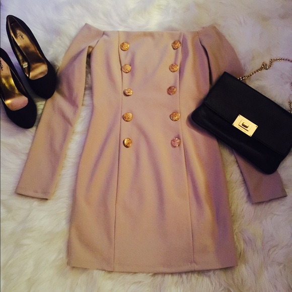 NWT Forever 21 Tan Dress with gold buttons sz sm - Picture 1 of 4