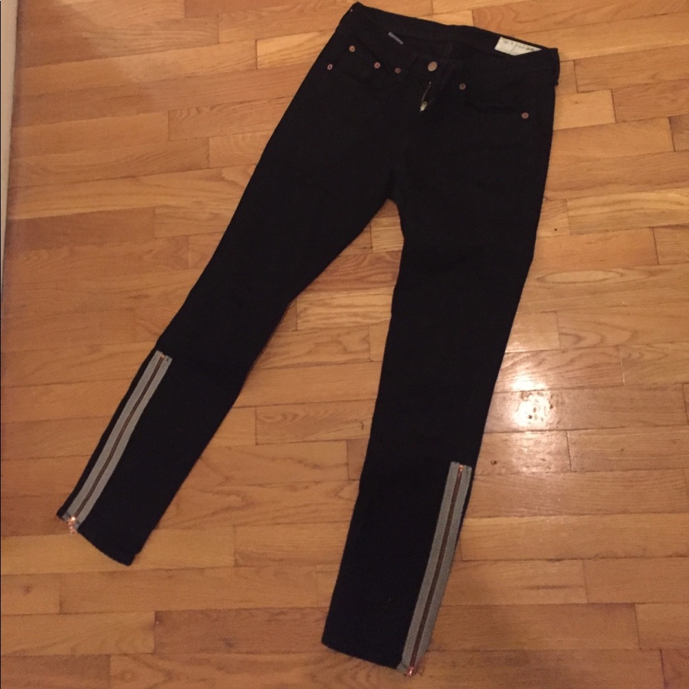 Rag and bone black skinny jeans with zippers 29