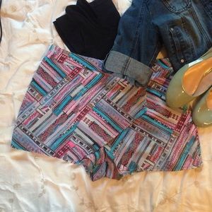 Brightly colored tribal patterned skort