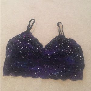 Galaxy print lace bralette/ crop top
