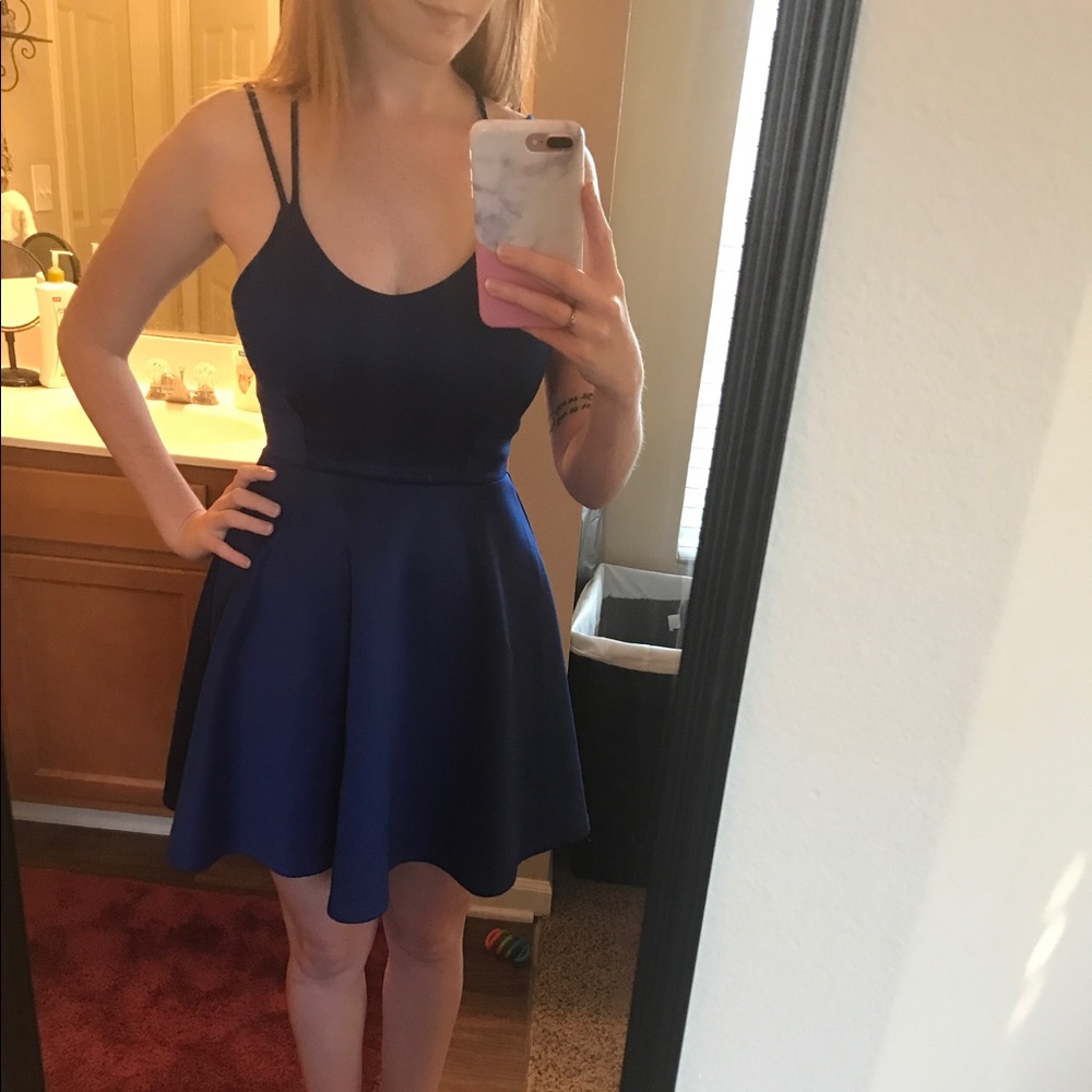 Blue strappy skater dress