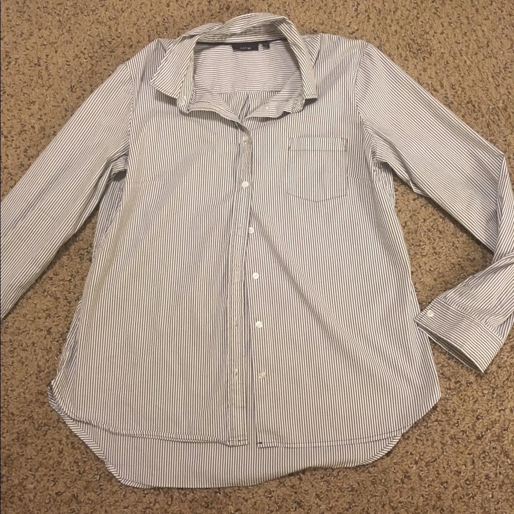 Black and white striped women's dress shirt