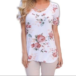 Vintage women elegant floral blouse