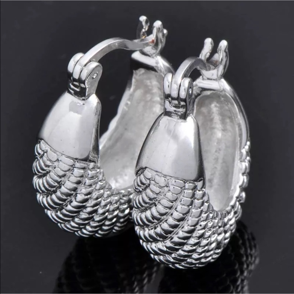 5/$25 silver loop design clasp closure earrings