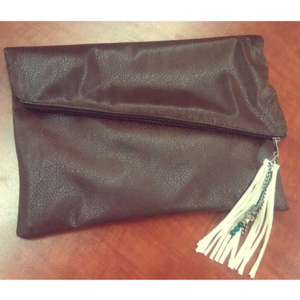 Vegan Faux Leather Asymmetrical Flap Clutch