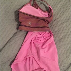 Lululemon Athletica Pink Striped Let it Loose Tank