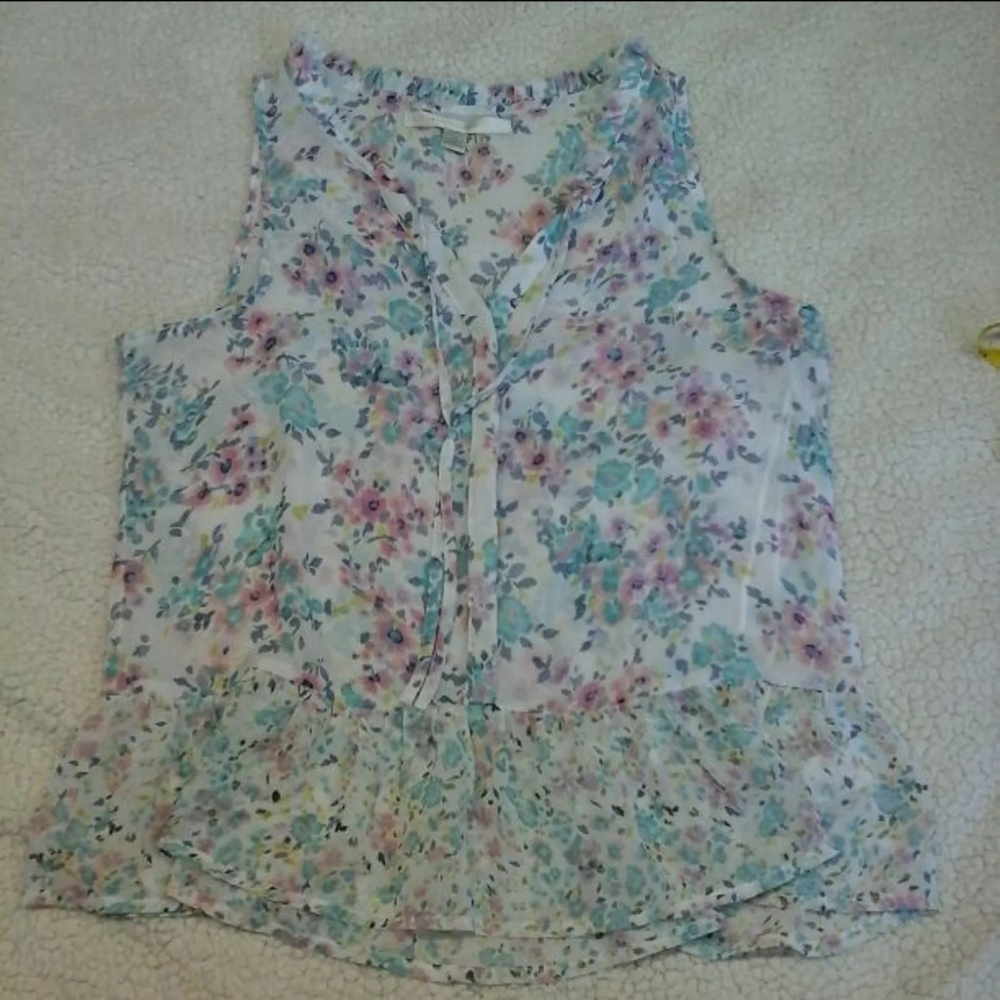 LAUREN CONRAD sheer floral blouse size Small