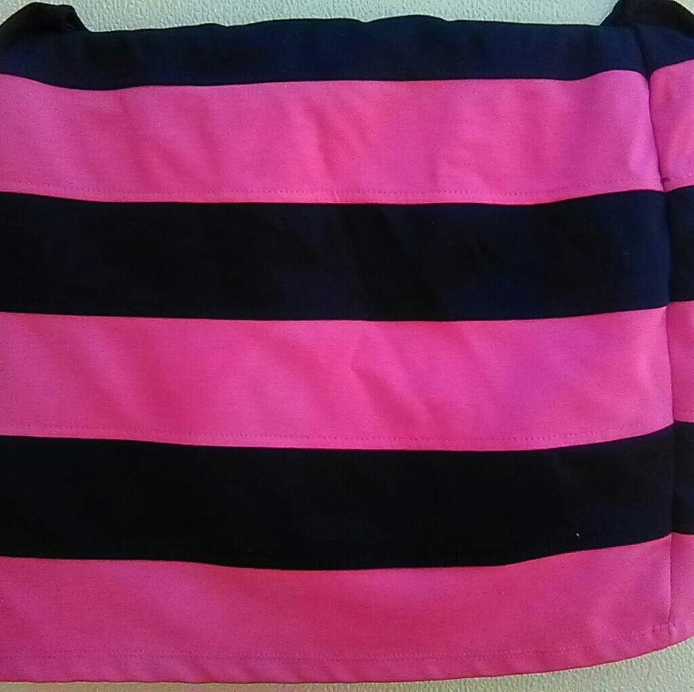 Pink and black striped skirt