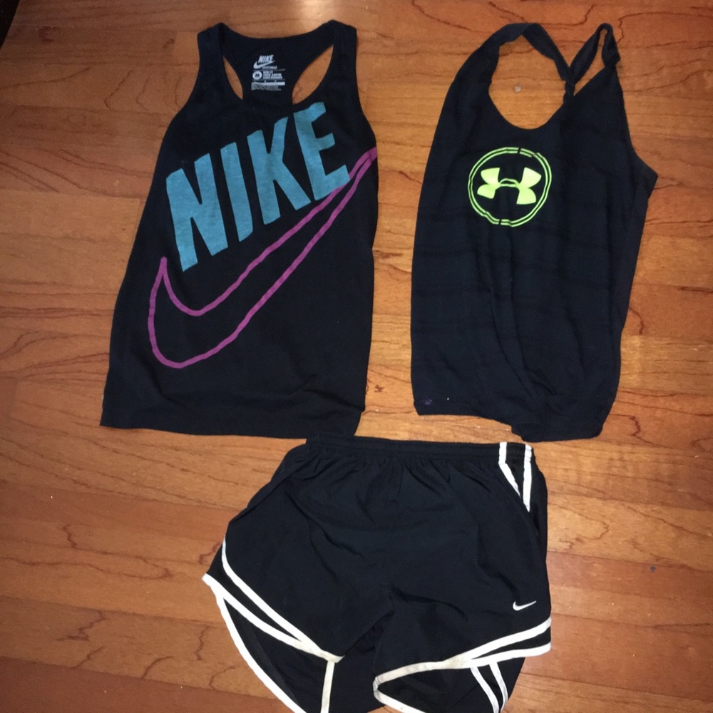 Nike Shorts and Under Armour Tank top Bundle