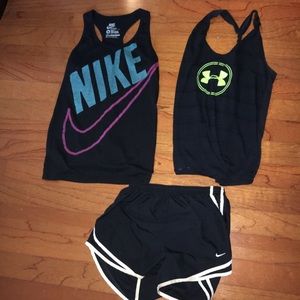Nike Shorts and Under Armour Tank top Bundle