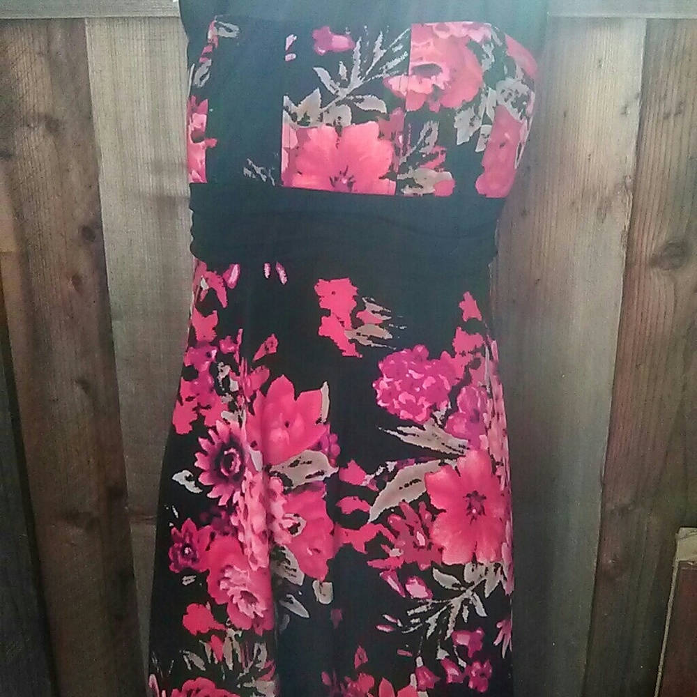 Black and red floral dress
