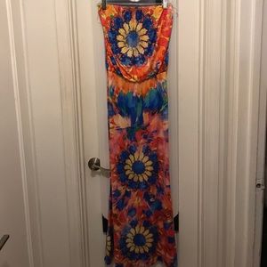 Sunflower tye-dye studded summer dress maxi