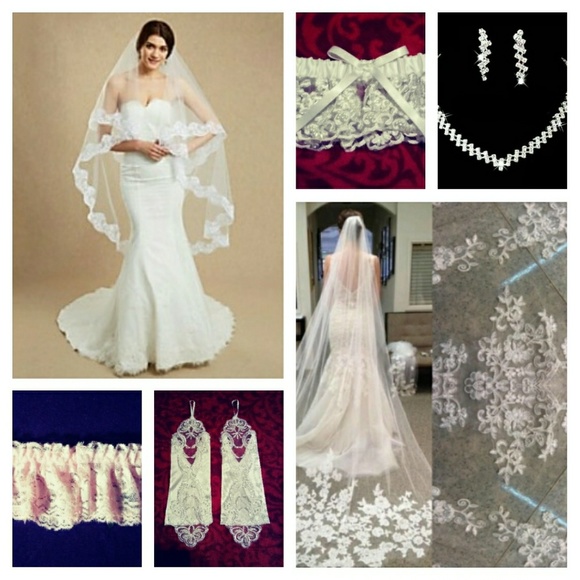 New in White or Ivory Lace Fingerless Gloves - Picture 3 of 3