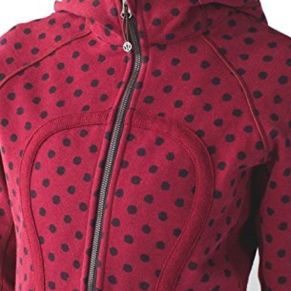 lululemon athletica Jackets & Blazers - RARE!!! LULULEMON maroon polka dot scooba hoodie
