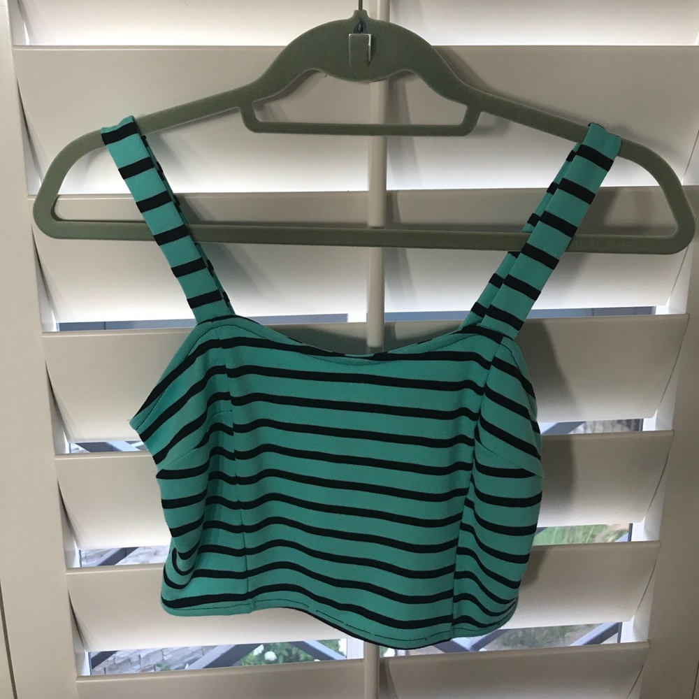 Blue/Turquoise and Black crop top