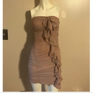 INC Beige silk strapless dress