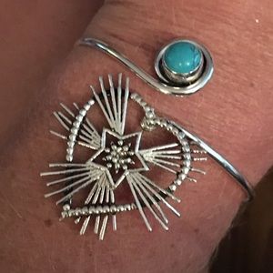 Santa Rosa turquoise and 925 SS adjustable cuff FP