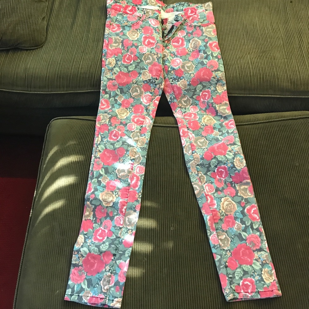 Floral stretch skinny jeans Korea 27/28
