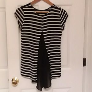 Striped shirt with sheer back