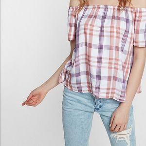 🌻HP🌻 Plaid Off The Shoulder Blouse