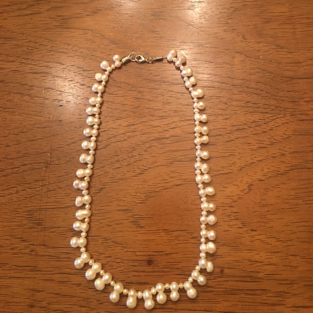 Unique handmade pearl necklace. Lobster closure.