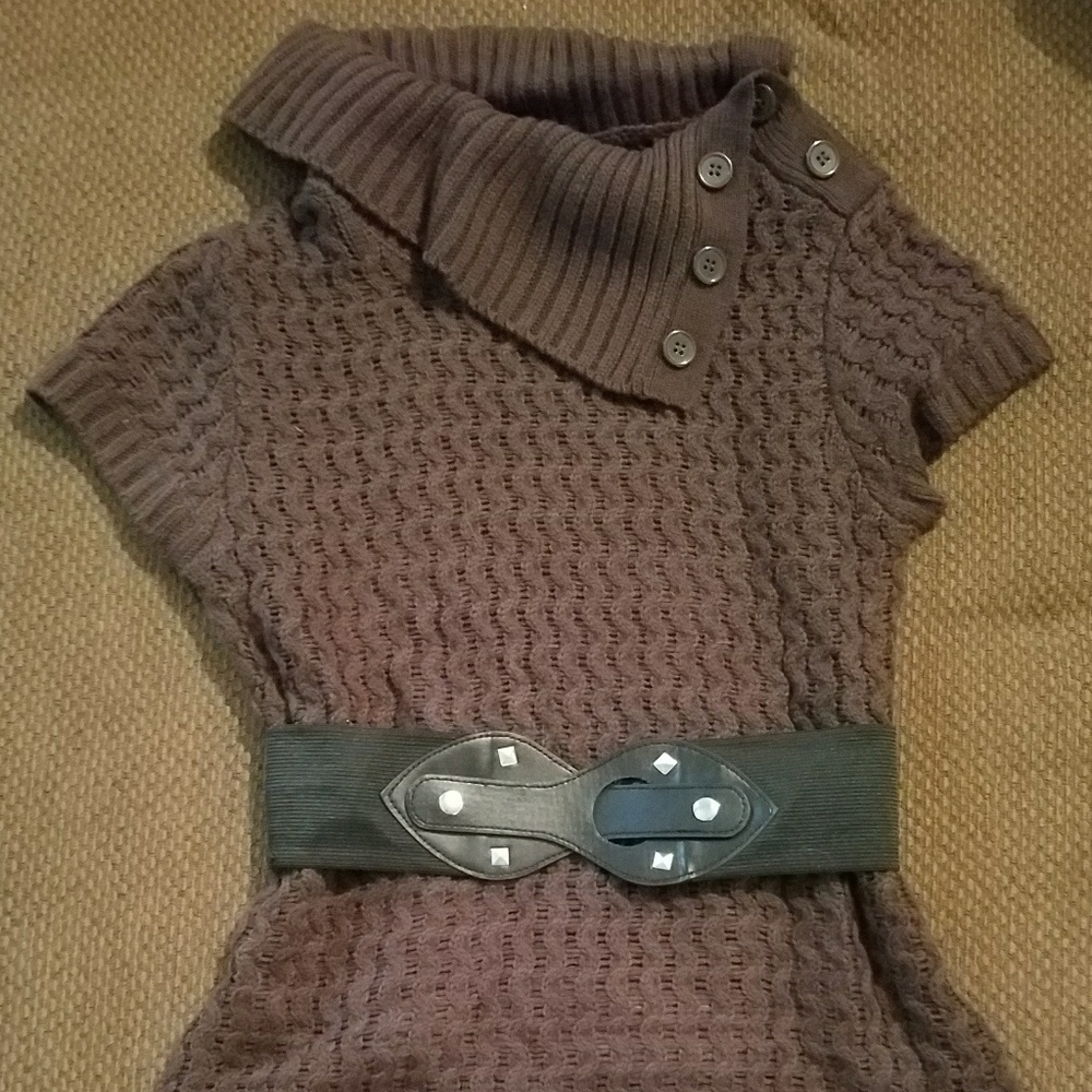 Brown knit sweater dress/long sweater