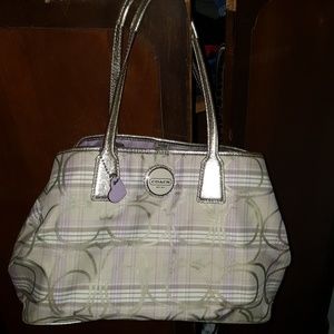Coach Purse - Purple/Lilac and Gold Plaid