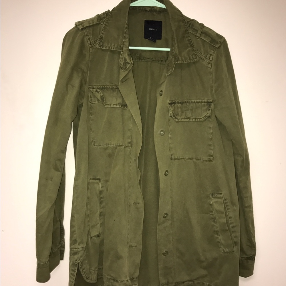 Forever 21 green jean jacket