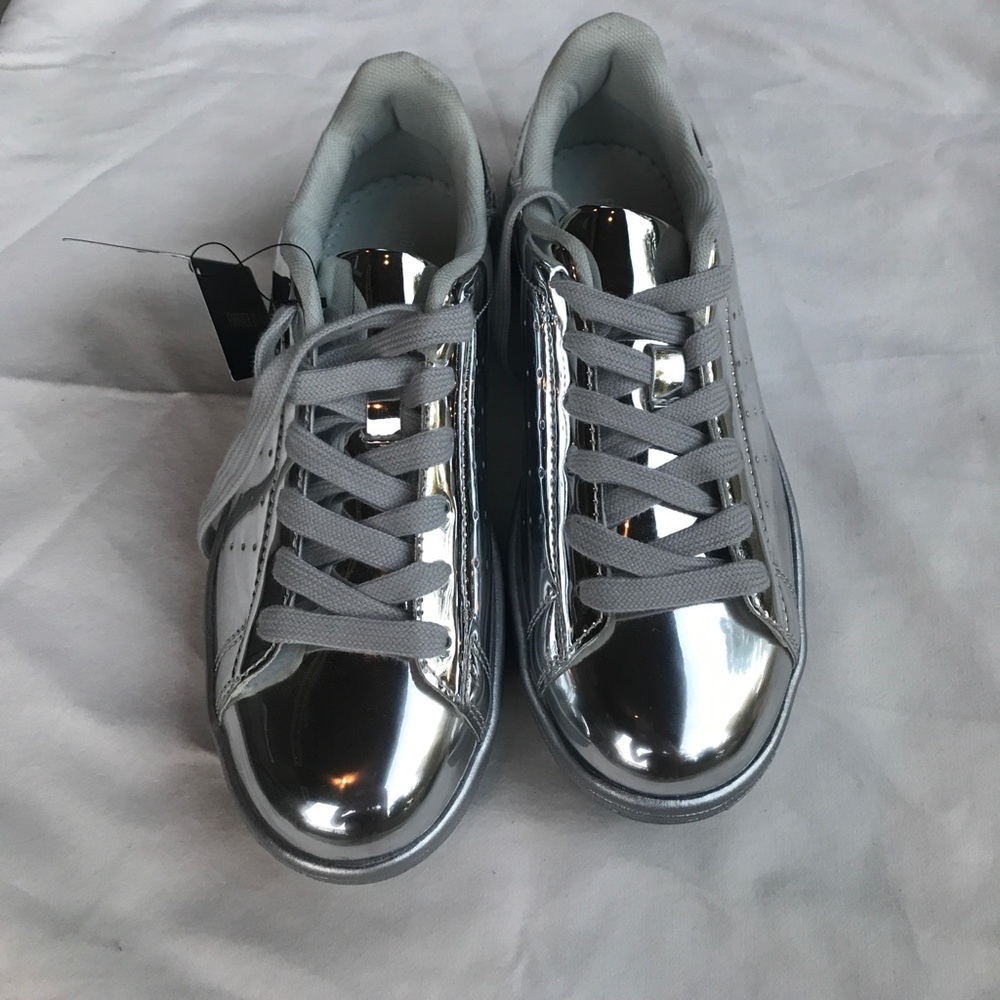 Silver tennis shoes size 7.5 FOREVER 21
