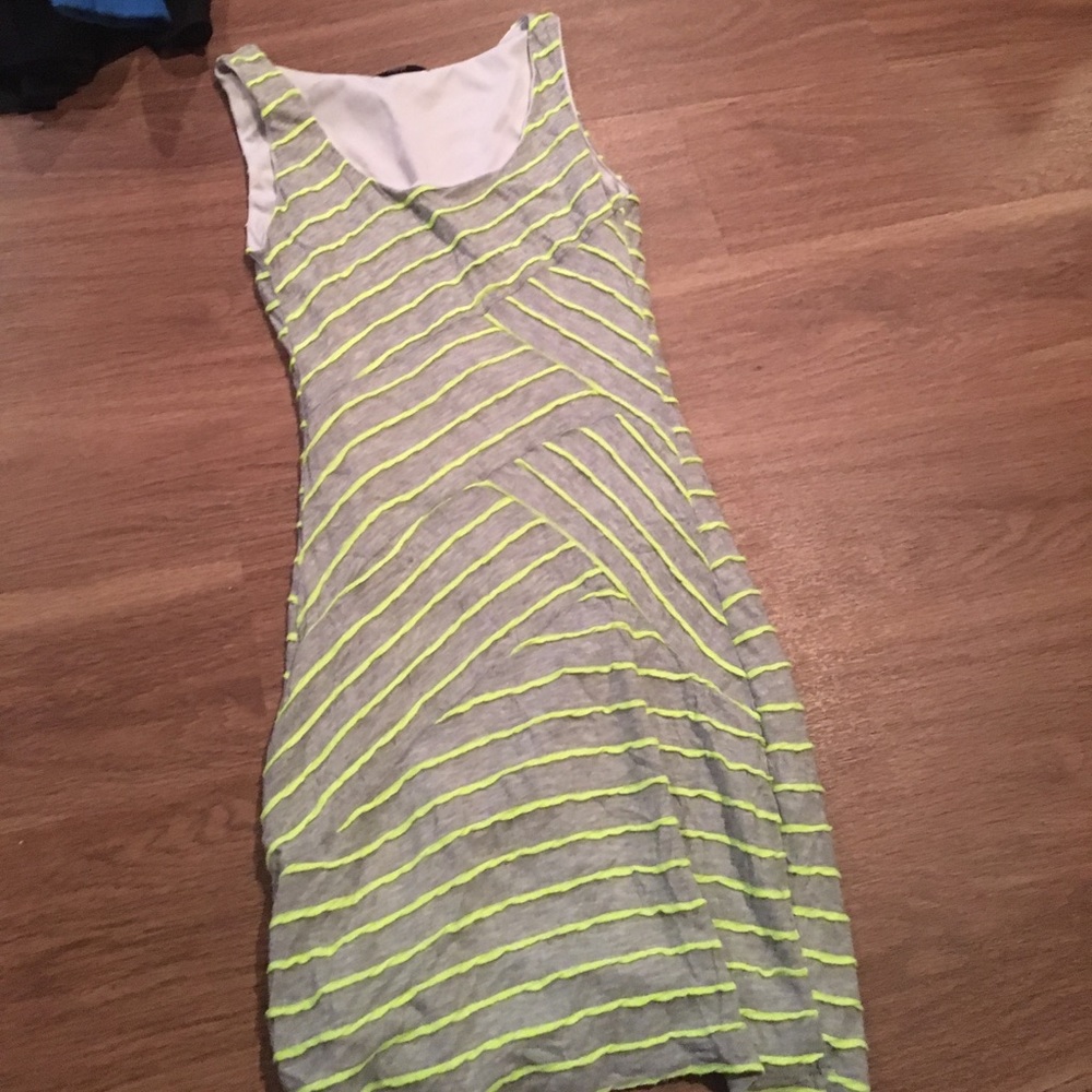 Grey and lime green tight fitted dress