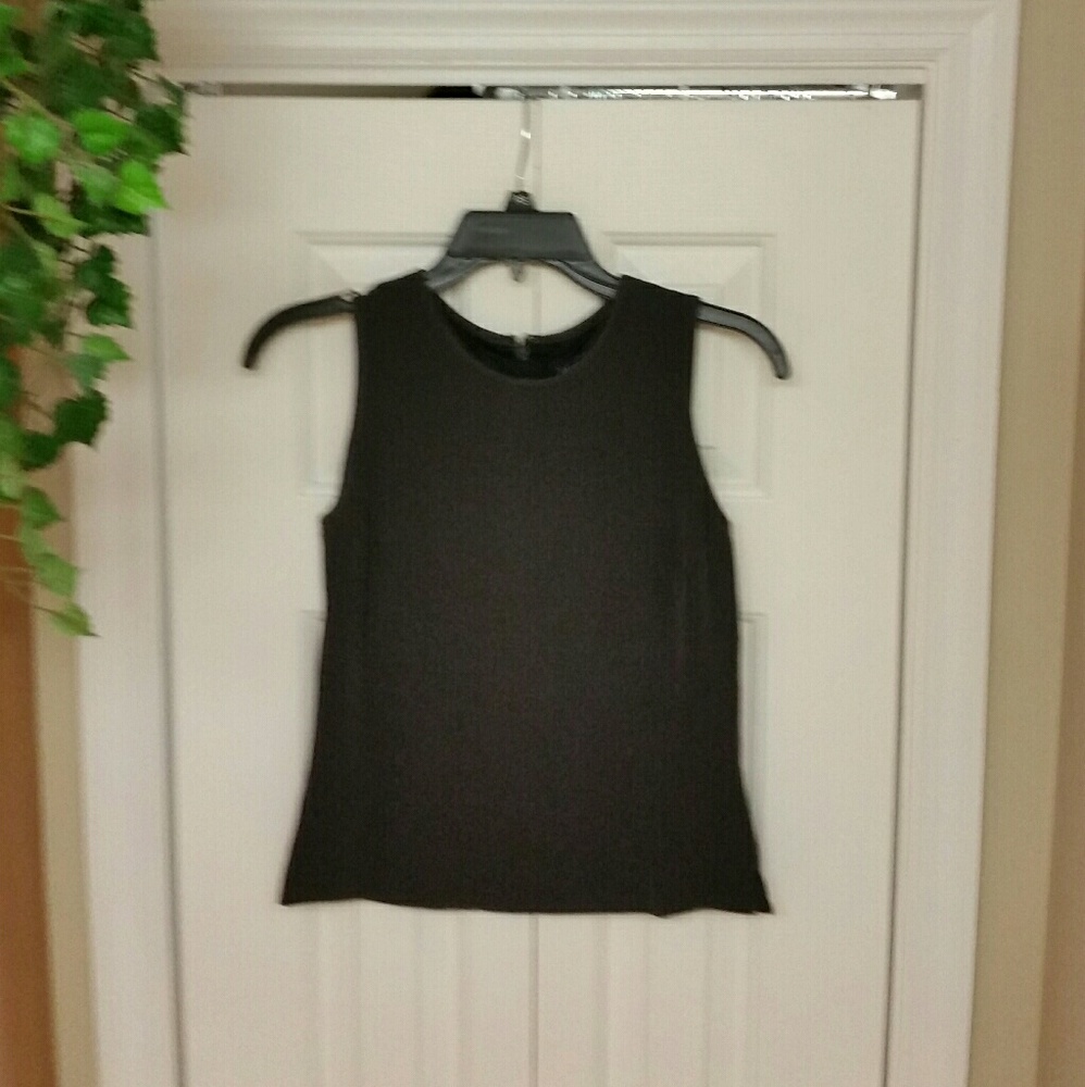 Ann Taylor Woven Pin Stripe Shell on Black