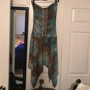 Tube top asymmetrical dress