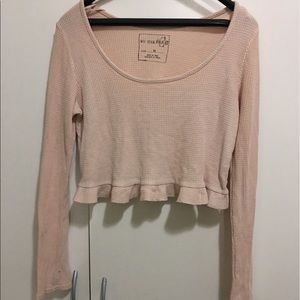 Free People waffle long sleeve Crop Top Medium