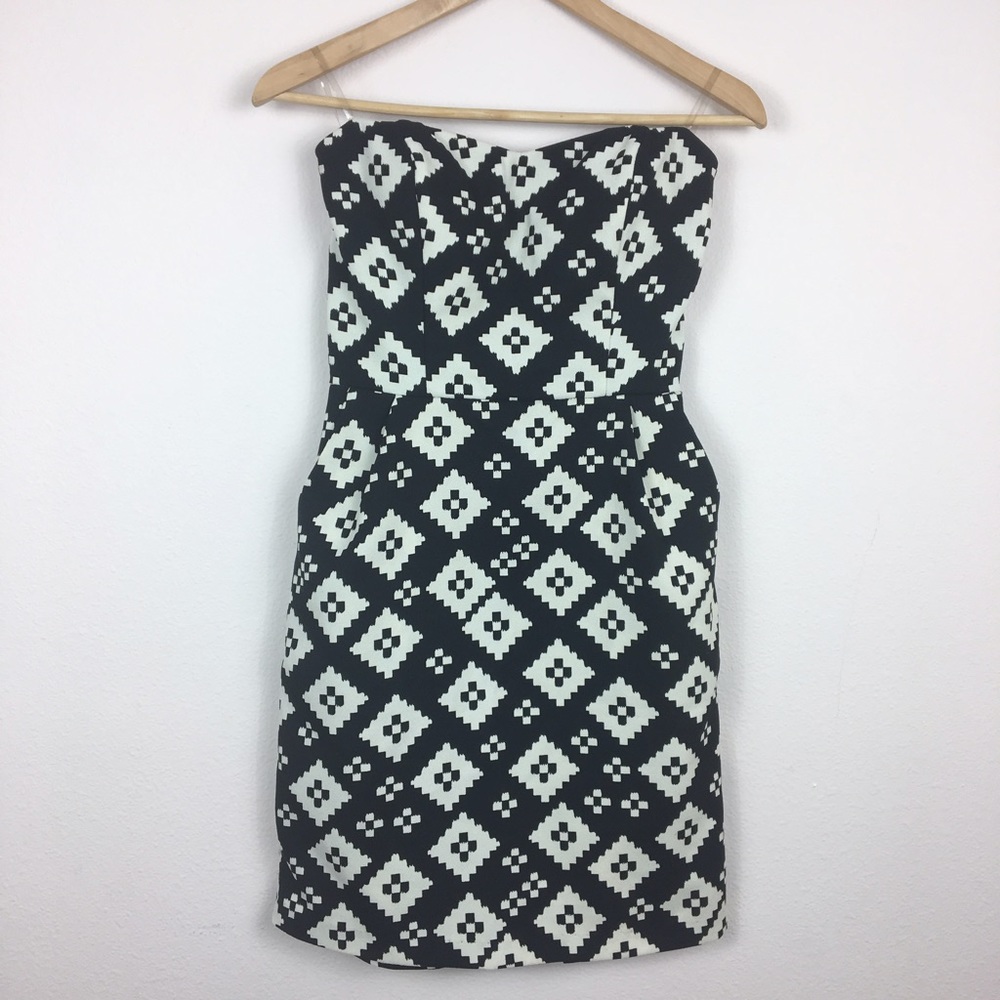 Mystic Women's Strapless Geometric Black Dress S