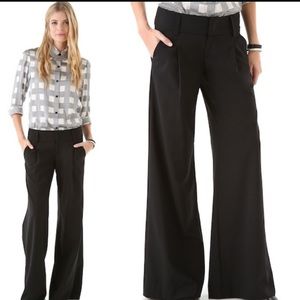 alice + olivia wide leg linen trouser
