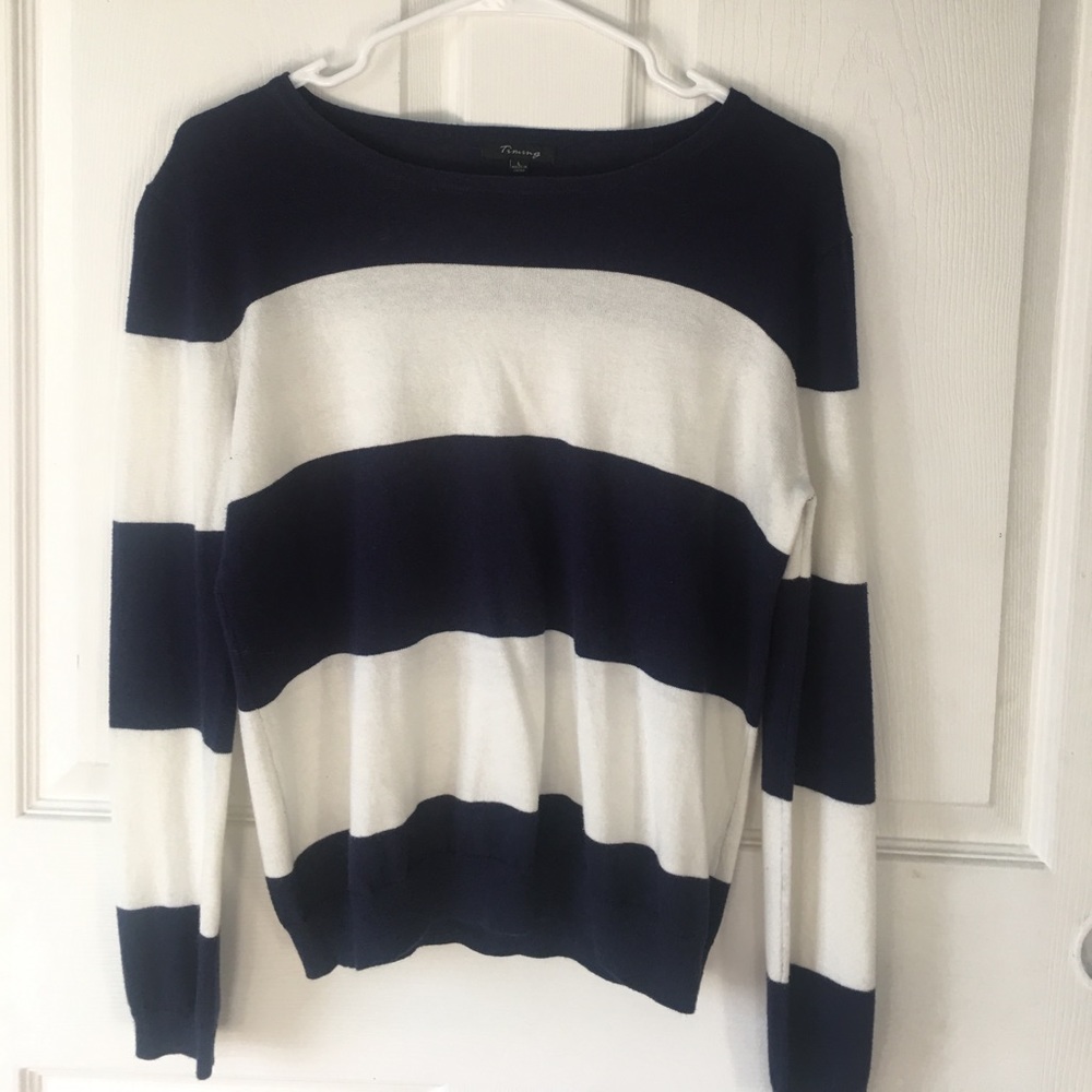 blue and white striped sweater