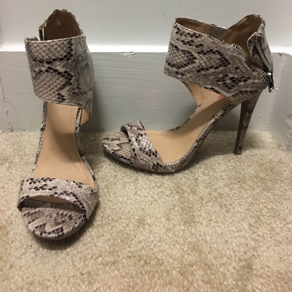 Snake skin heels one strap