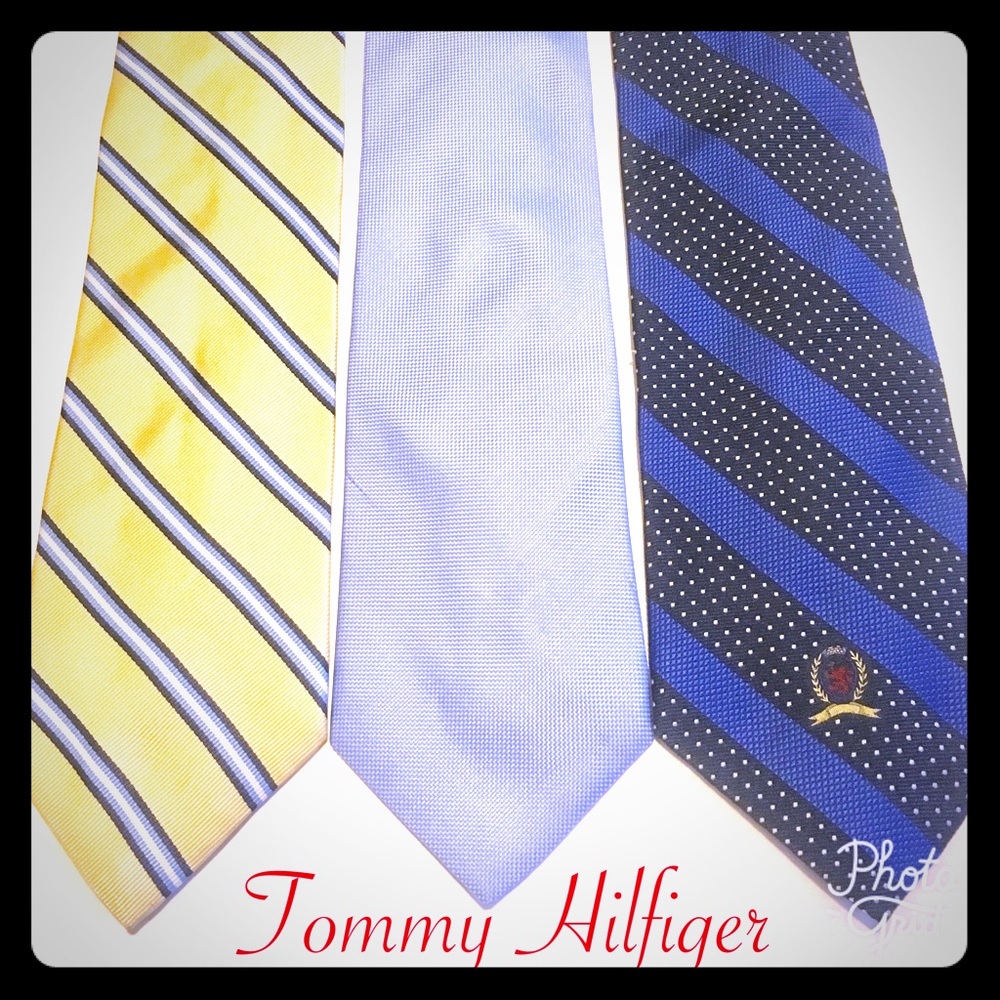 Tommy Hilfiger set of 3 silk ties made in USA blue