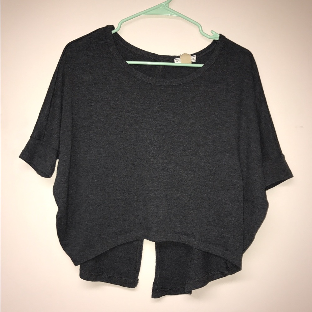 Grey crop top, open back