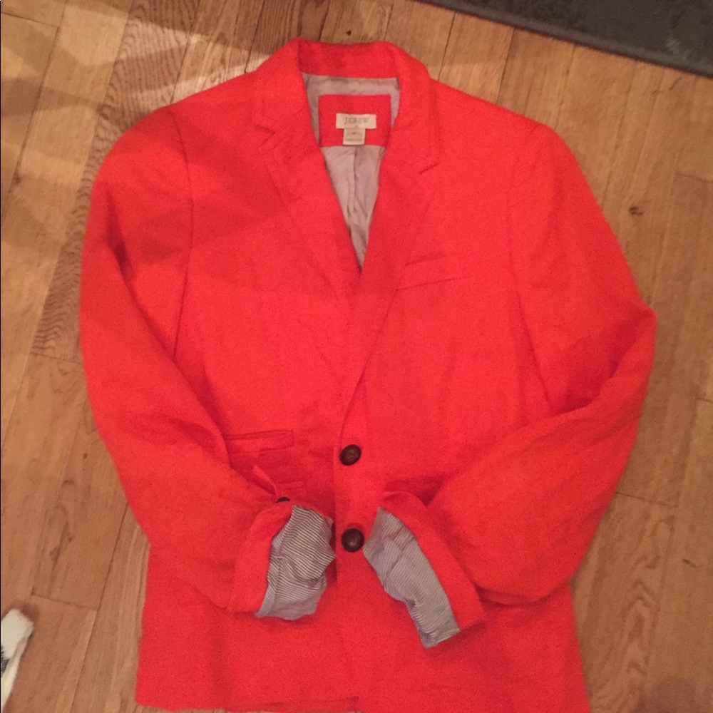 Jcrew orange linen blazer