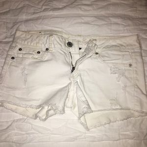 White jean shorts