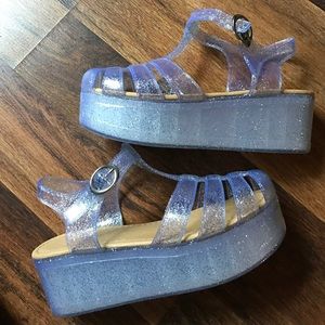 Women Wild Diva Glitter Jelly Platform Wedge