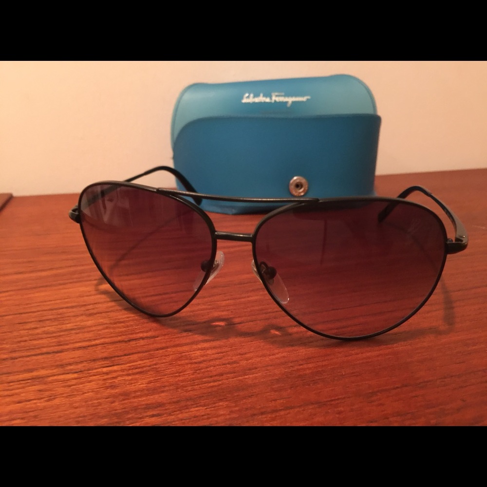 Salvatore Ferragamo Black Aviators