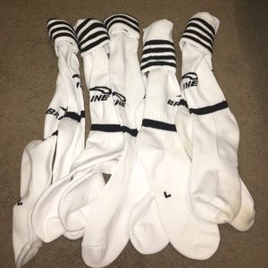 5 White with black stripes soccer/athletic socks
