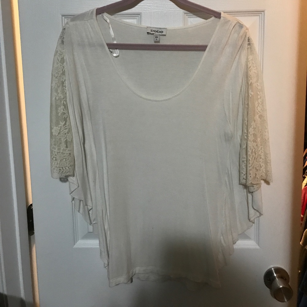 Lace flutter sleeve top